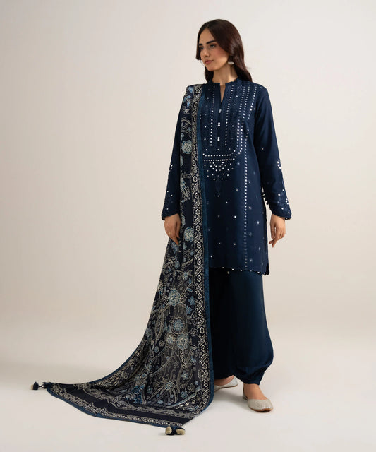 3 Piece - Embroidered Linen Suit