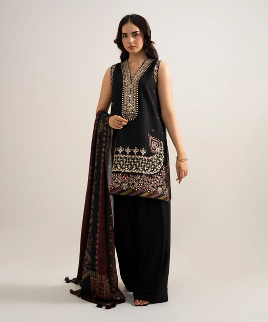 3 Piece - Embroidered Linen Suit