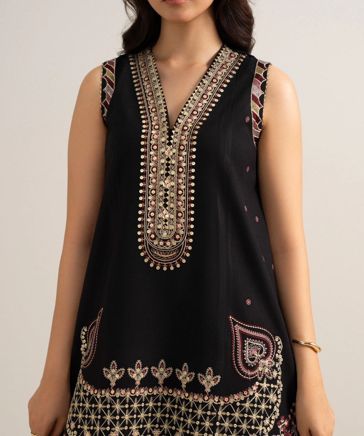3 Piece - Embroidered Linen Suit