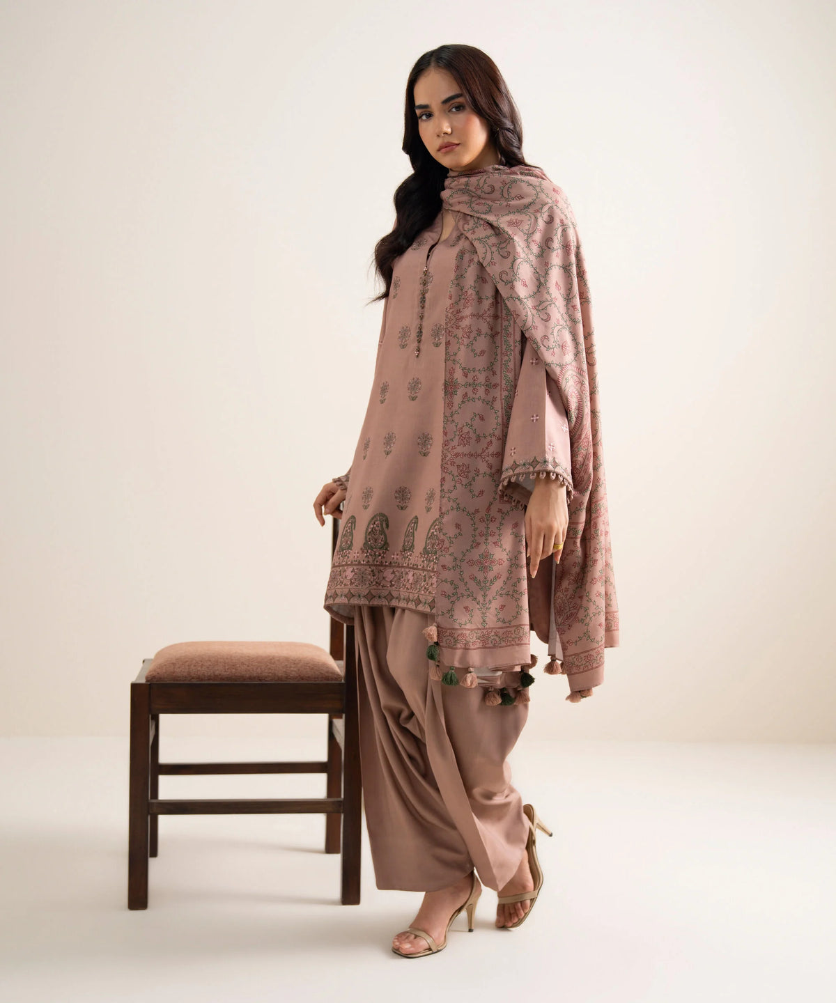 3 Piece - Embroidered Linen Suit