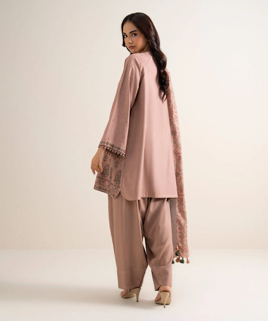3 Piece - Embroidered Linen Suit