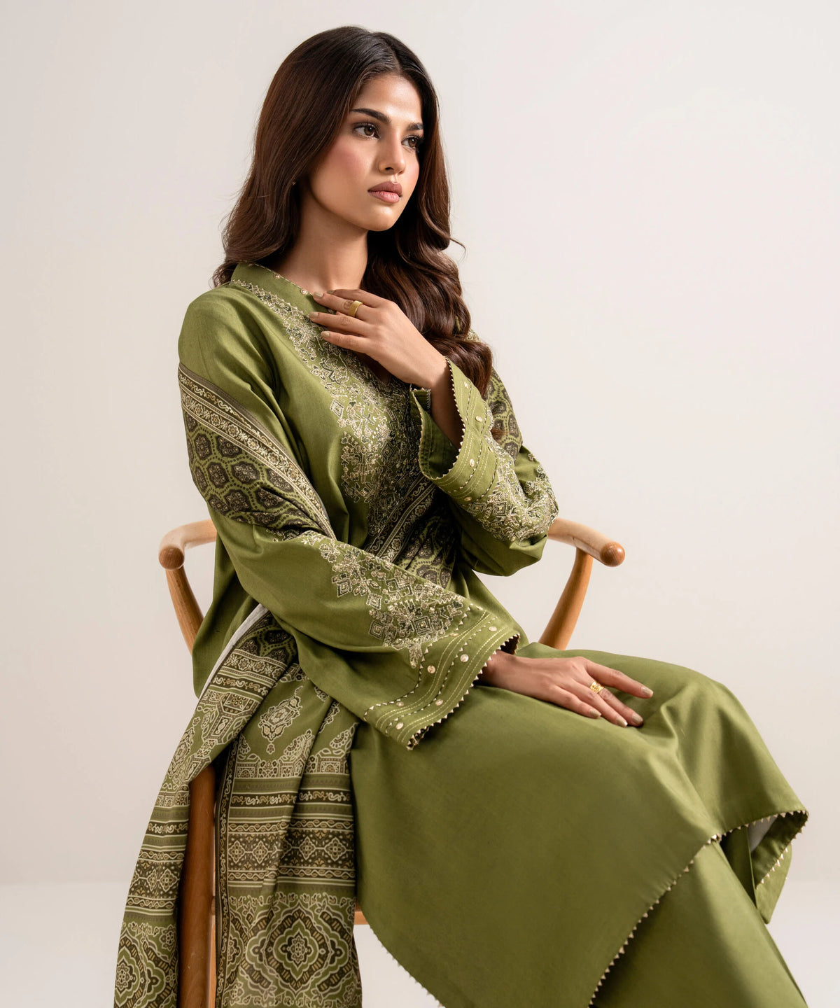 3 Piece - Embroidered Linen Suit