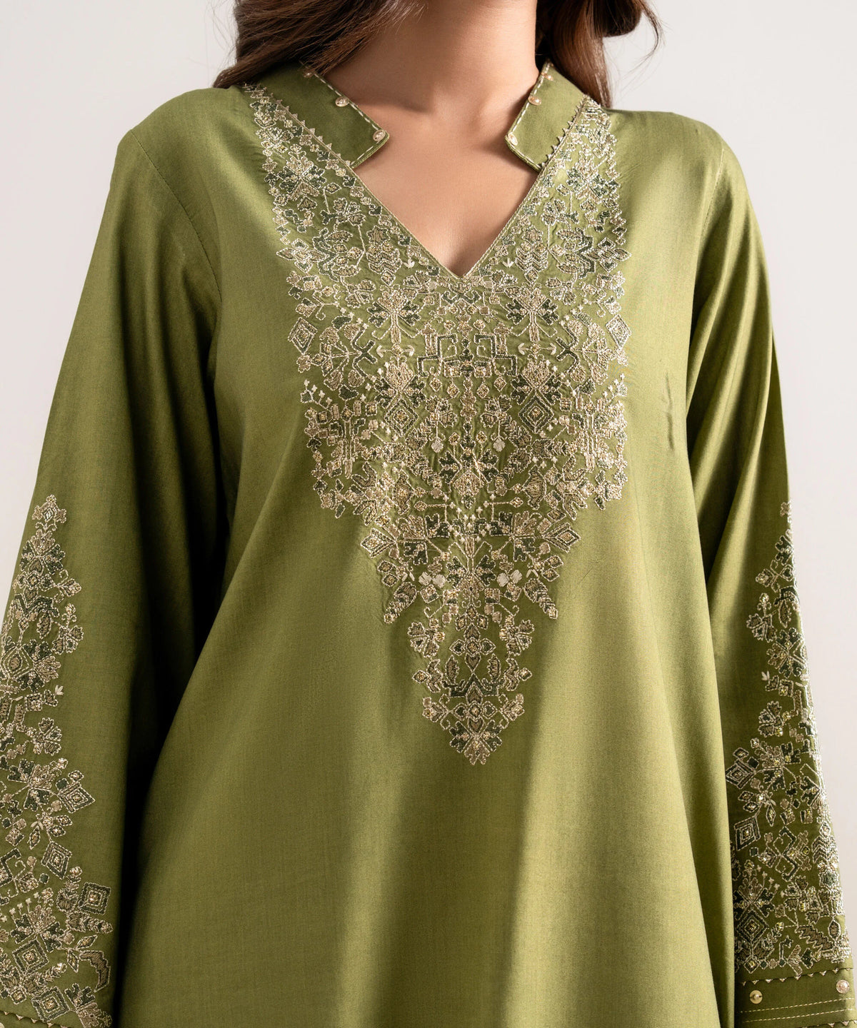3 Piece - Embroidered Linen Suit