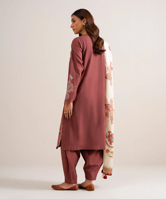 3 Piece - Embroidered Linen Suit