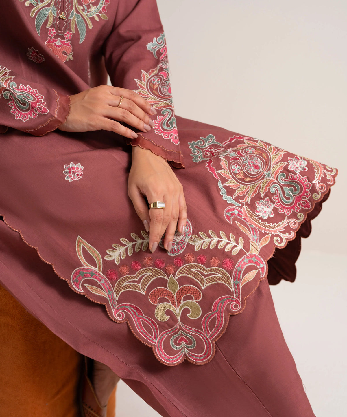 3 Piece - Embroidered Linen Suit