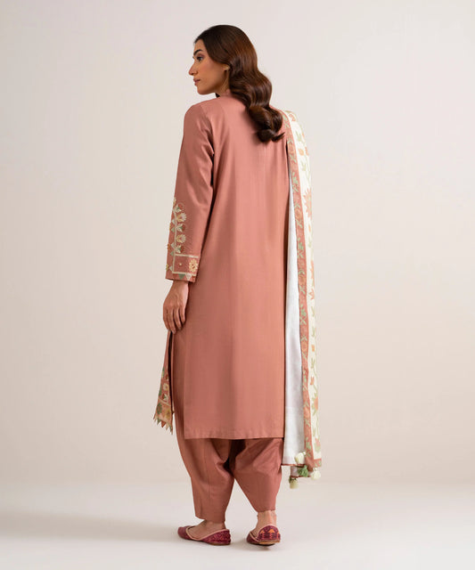 3 Piece - Embroidered Linen Suit