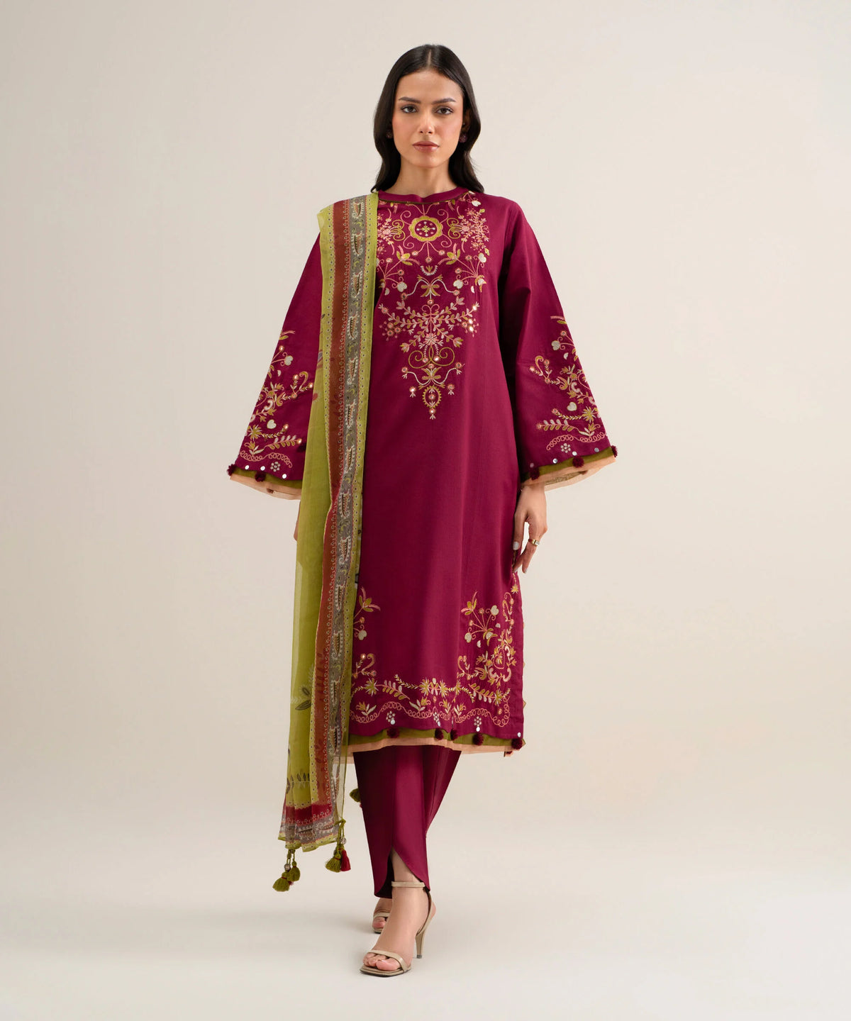 3 Piece - Embroidered Cotton Viscose Suit