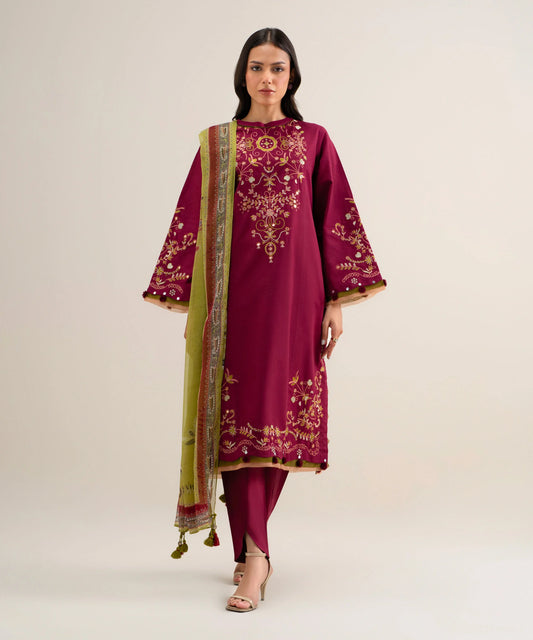 3 Piece - Embroidered Cotton Viscose Suit