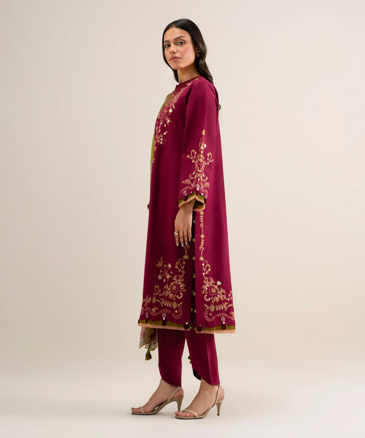 3 Piece - Embroidered Cotton Viscose Suit