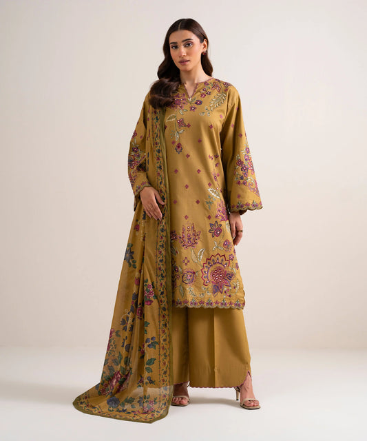 3 Piece - Embroidered Cotton Viscose Suit