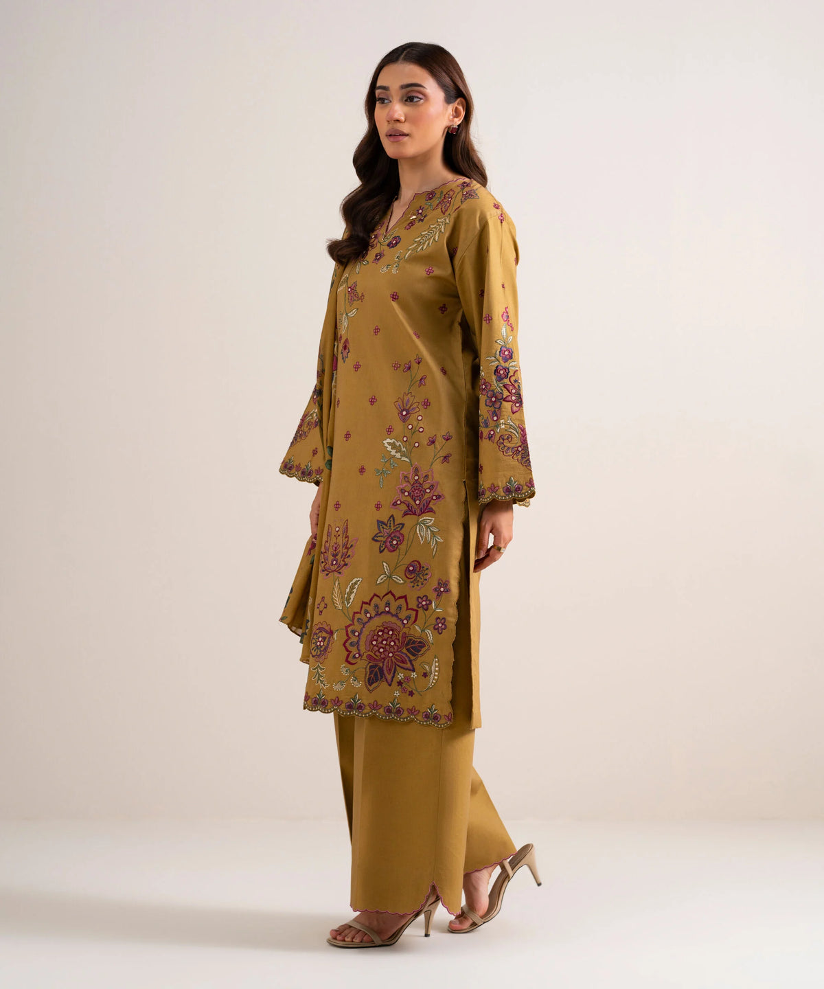 3 Piece - Embroidered Cotton Viscose Suit