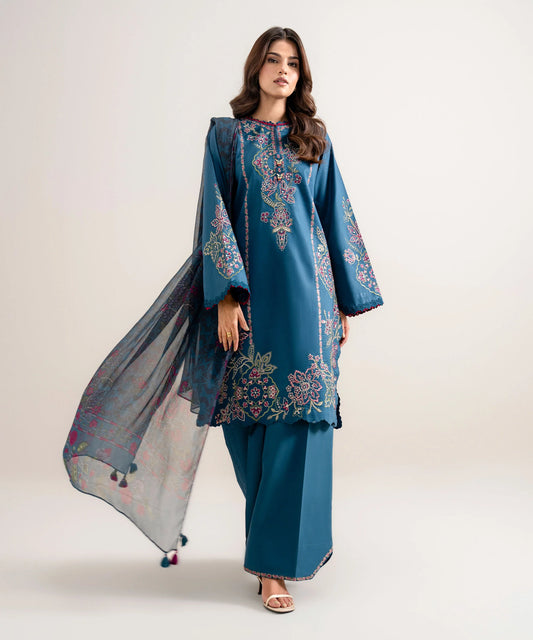 3 Piece - Embroidered Cotton Viscose Suit