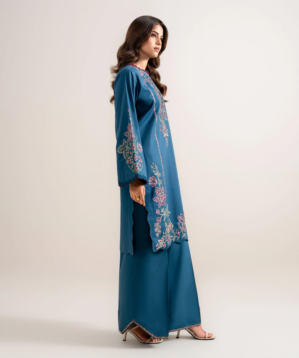 3 Piece - Embroidered Cotton Viscose Suit