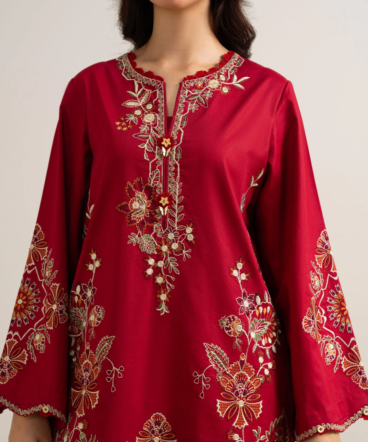 3 Piece - Embroidered Cotton Viscose Suit
