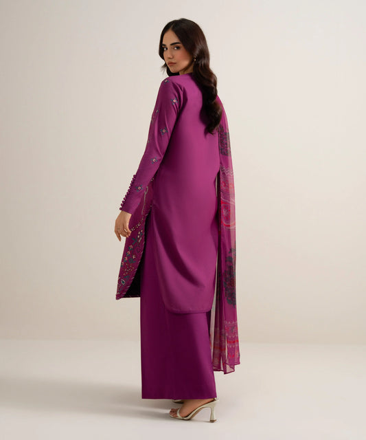 3 Piece - Embroidered Cotton Viscose Suit