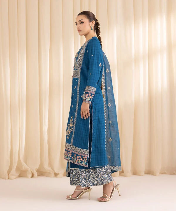 3 Piece - Embroidered Dobby Suit