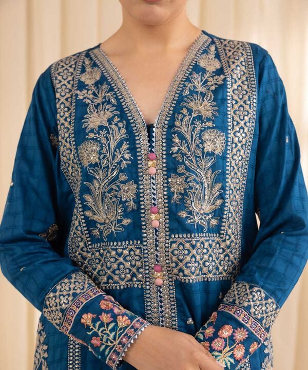 3 Piece - Embroidered Dobby Suit