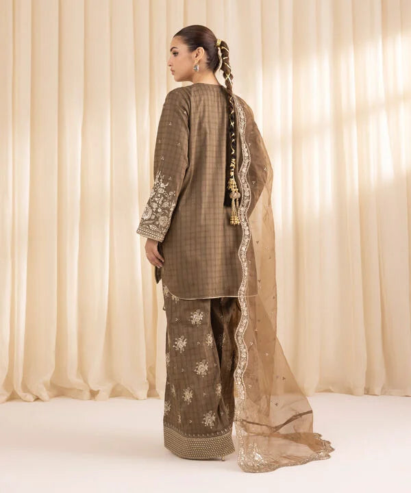 3 Piece - Embroidered Dobby Suit