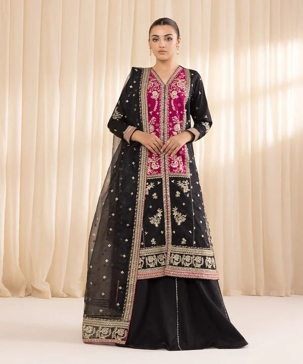 3 Piece - Embroidered Jacquard Suit