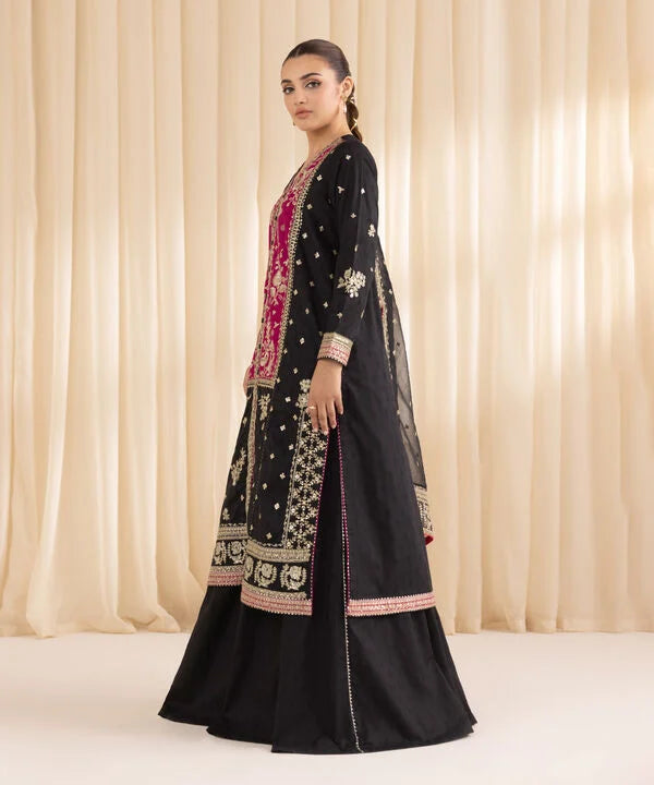 3 Piece - Embroidered Jacquard Suit
