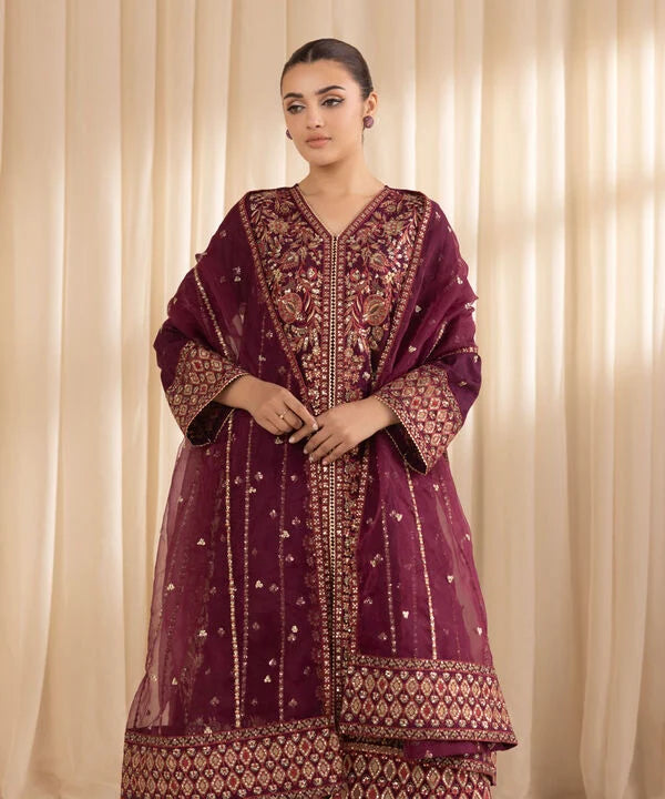 3 Piece - Embroidered Jacquard Suit