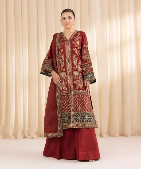 3 Piece - Embroidered Jacquard Suit