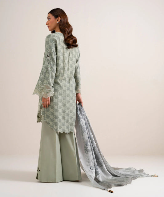 3 Piece - Embroidered Jacquard Suit
