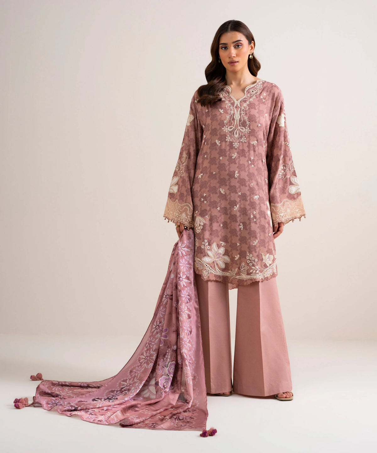 3 Piece - Embroidered Jacquard Suit