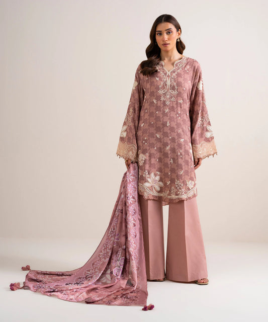 3 Piece - Embroidered Jacquard Suit