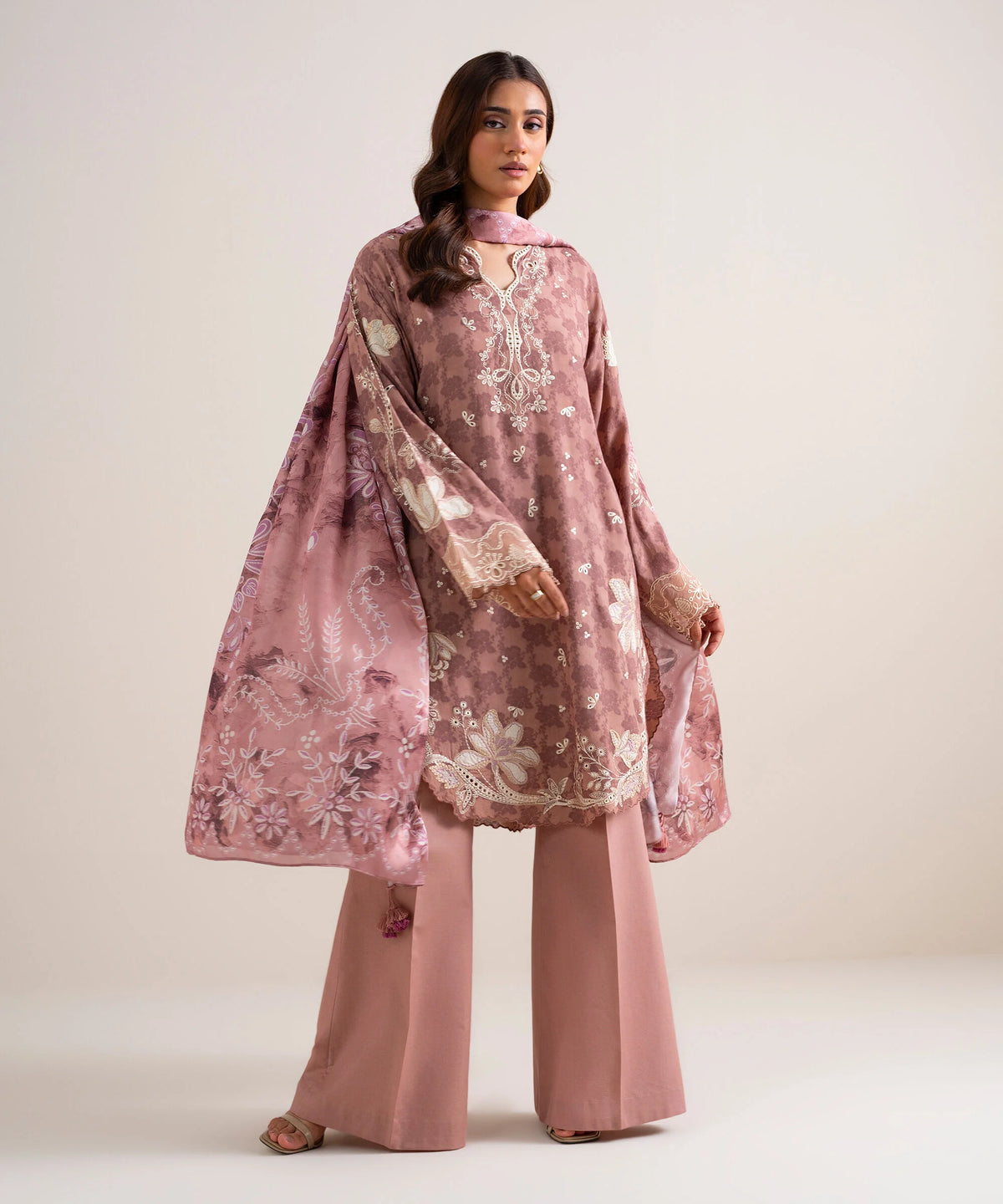 3 Piece - Embroidered Jacquard Suit