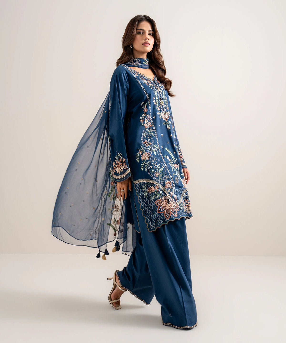 3 Piece - Embroidered Cotton Viscose Suit