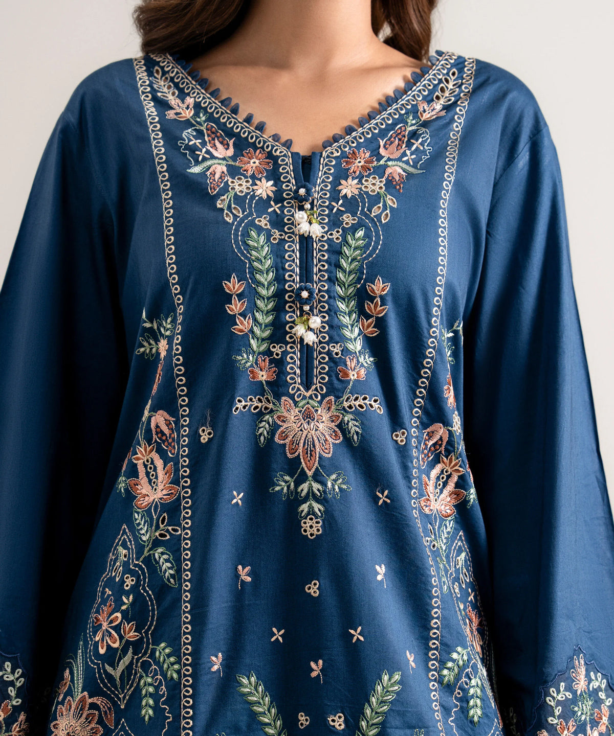 3 Piece - Embroidered Cotton Viscose Suit