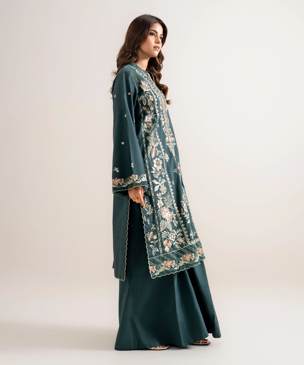 3 Piece - Embroidered Cotton Viscose Suit