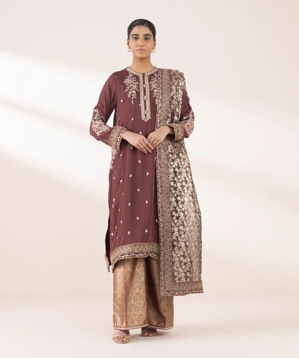 3 Piece - Embroidered Chiffon Suit