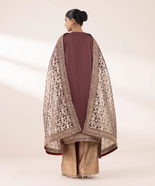 3 Piece - Embroidered Chiffon Suit
