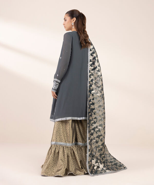 3 Piece - Embroidered Chiffon Suit