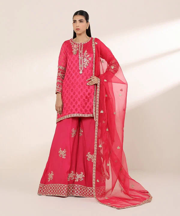 3 Piece - Embroidered Jacquard Suit