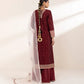 3 Piece - Embroidered Cotton Net Suit