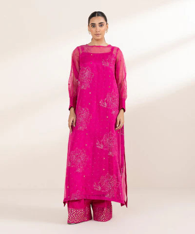 2 Piece - Embroidered Organza Suit