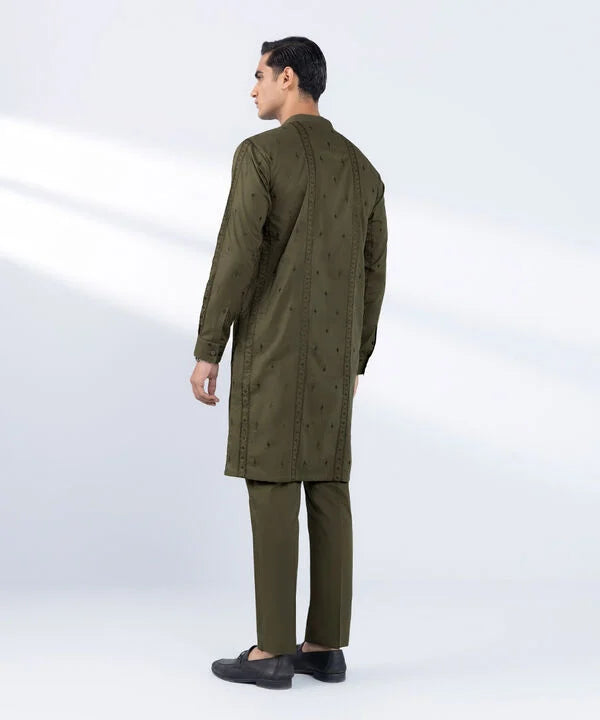Schiffli Embroidered Cotton Suit - Regular Fit