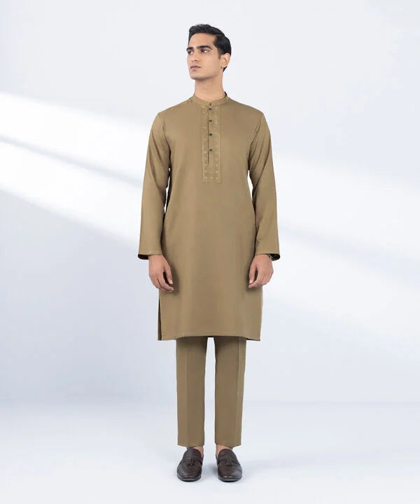 Embroidered Dobby Suit - Slim Fit