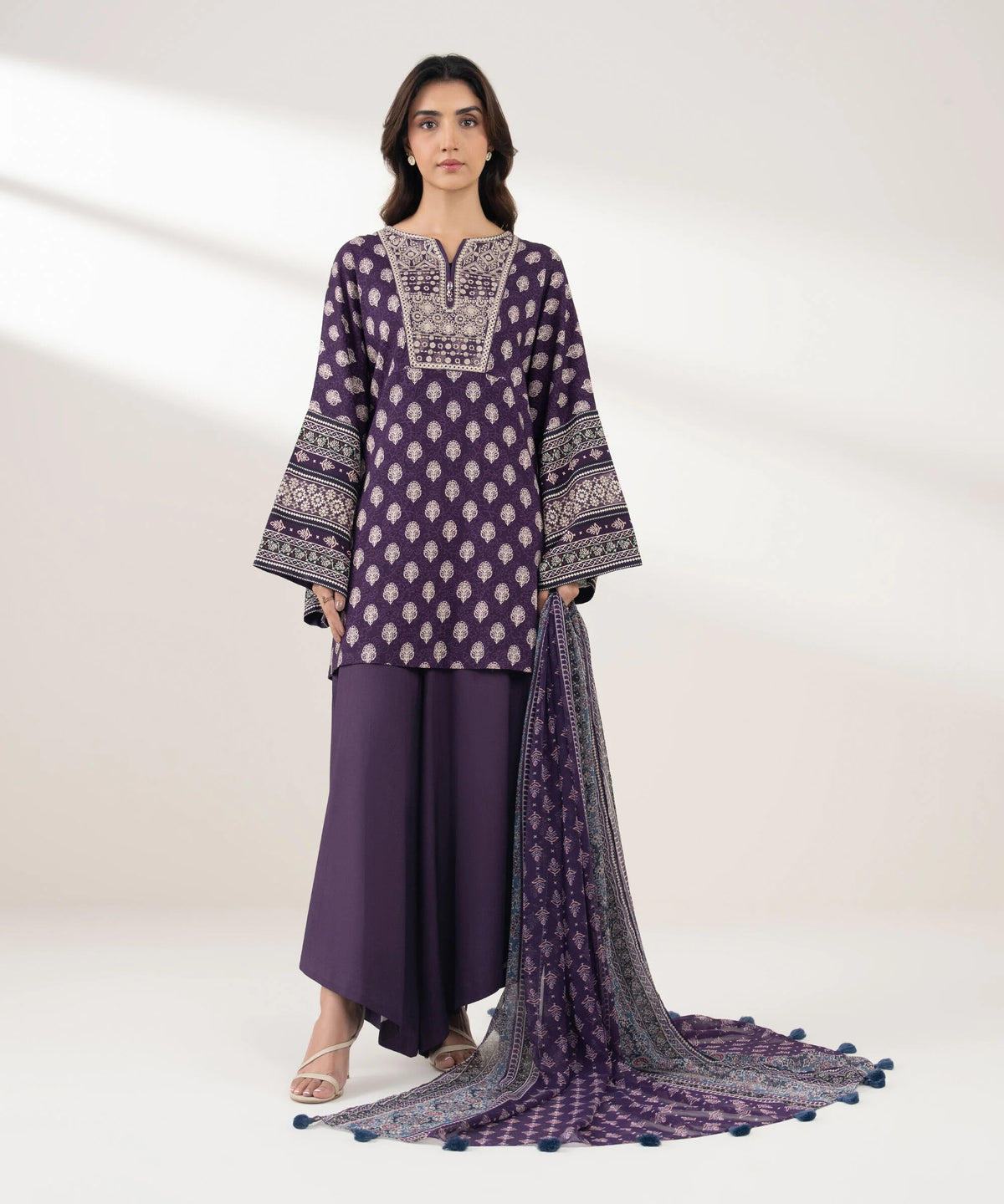 3 Piece - Embroidered Light Linen Suit