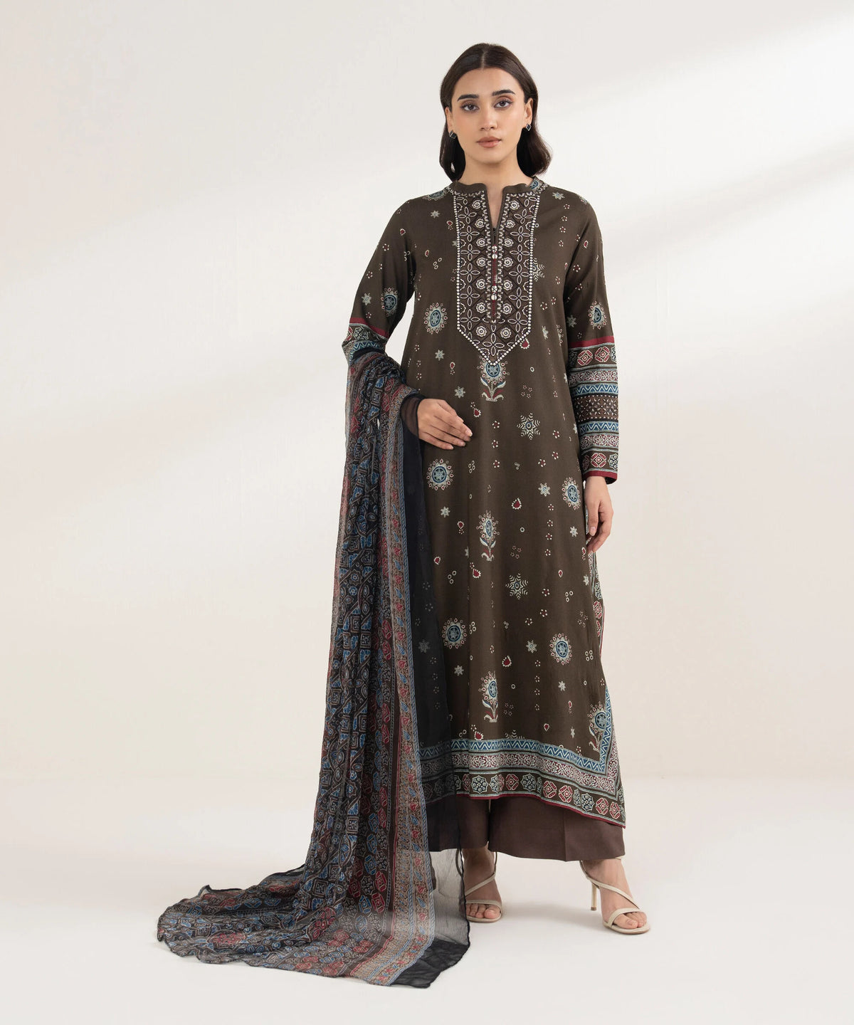3 Piece - Embroidered Light Linen Suit