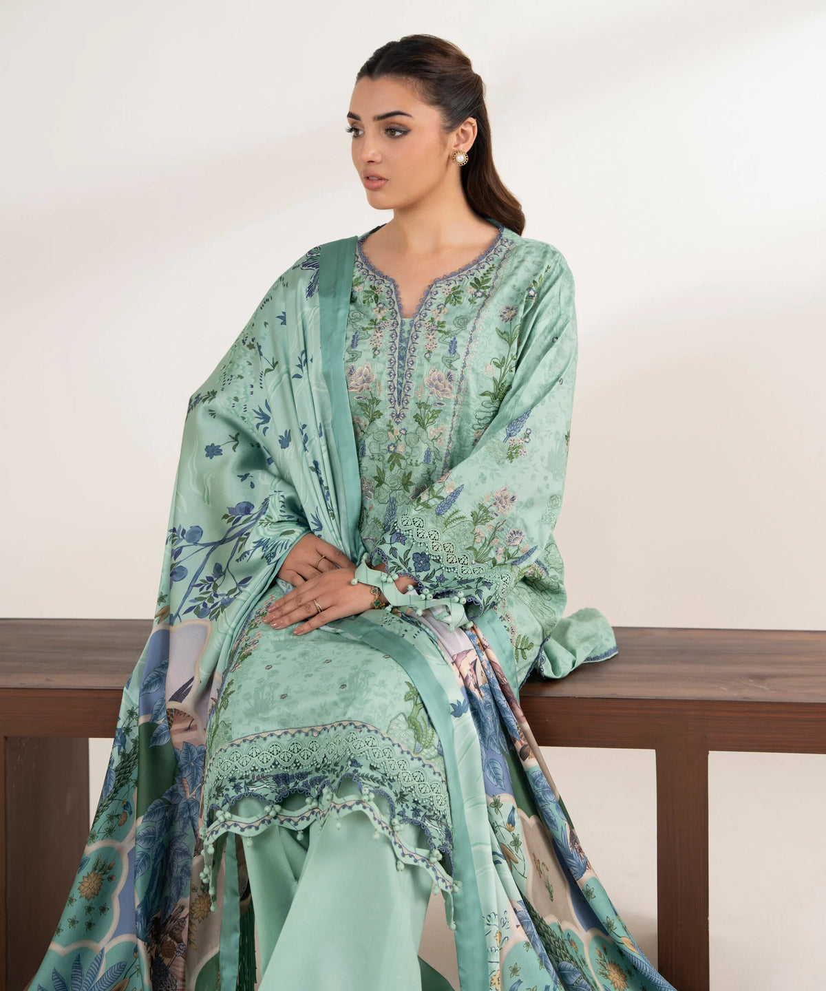 3 Piece - Embroidered Cotton Suit