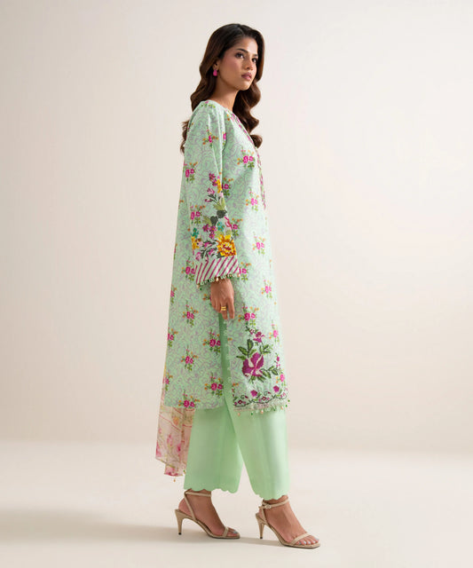 3 Piece - Embroidered Zari Cotton Suit
