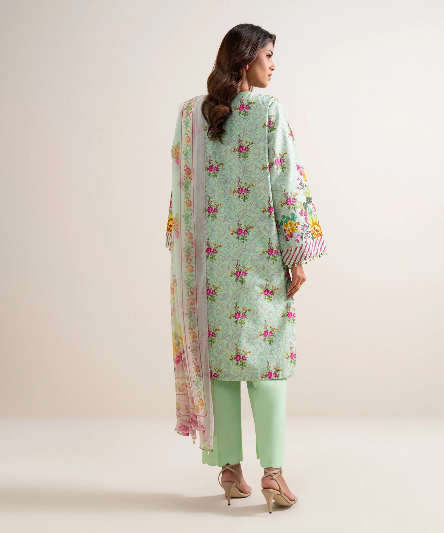3 Piece - Embroidered Zari Cotton Suit