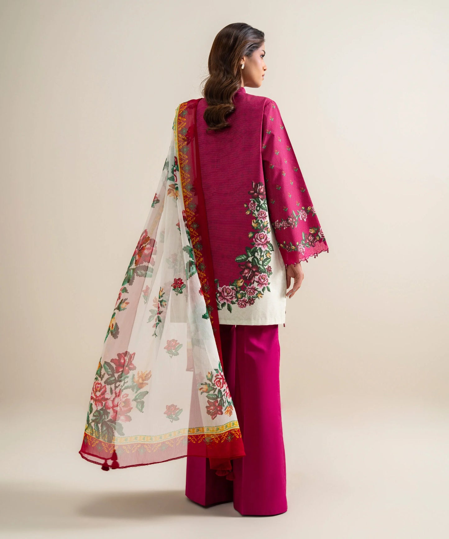 3 Piece - Embroidered Zari Cotton Suit