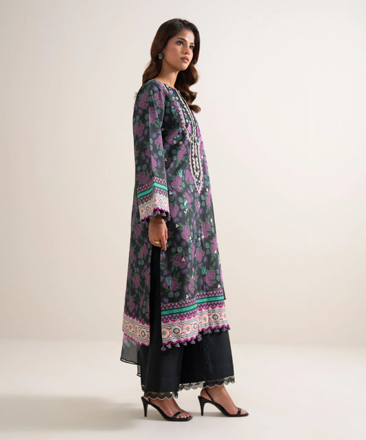 3 Piece - Embroidered Zari Cotton Suit