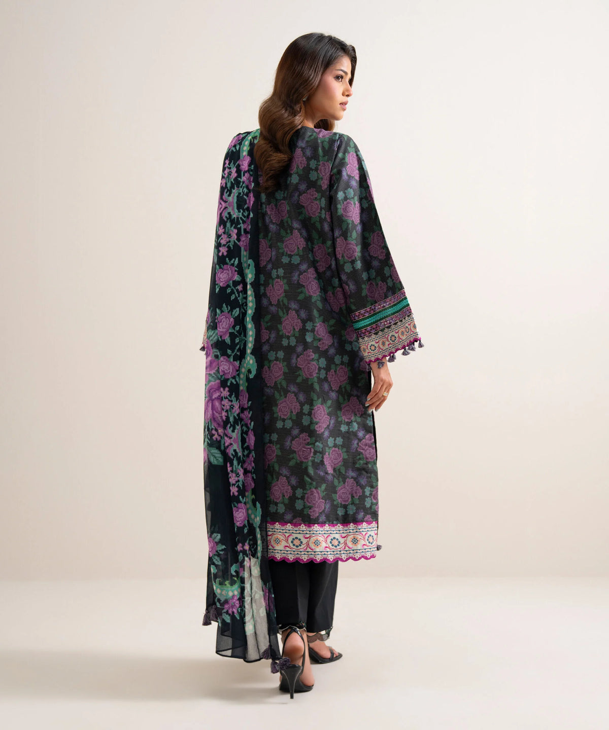 3 Piece - Embroidered Zari Cotton Suit