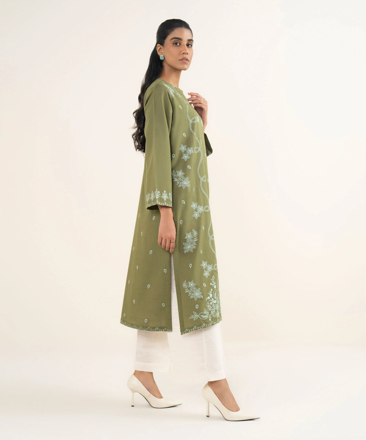 Embroidered Light Khaddar Shirt